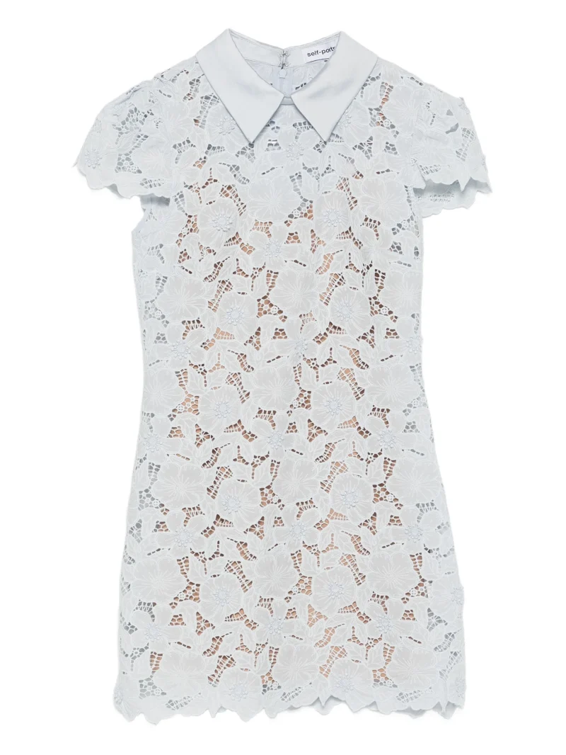 Rochie mini Self-Portrait floral lace albastru