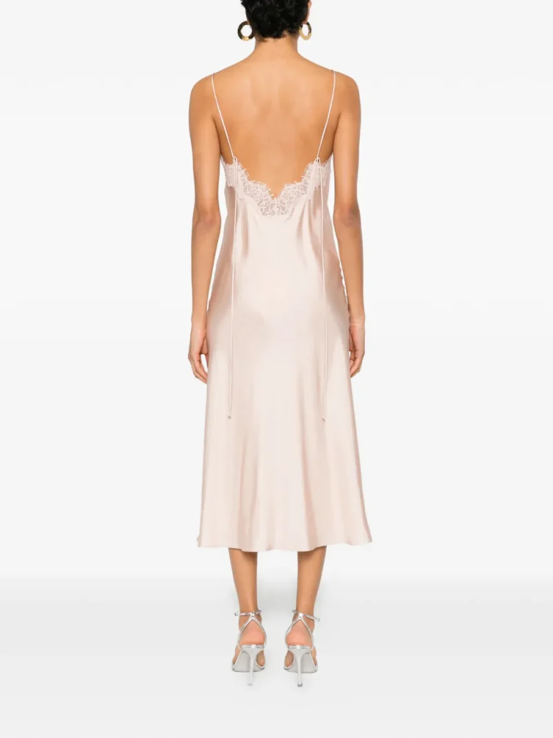 Alternative view of Rochie Rohe Lace-Detail Midi roz
