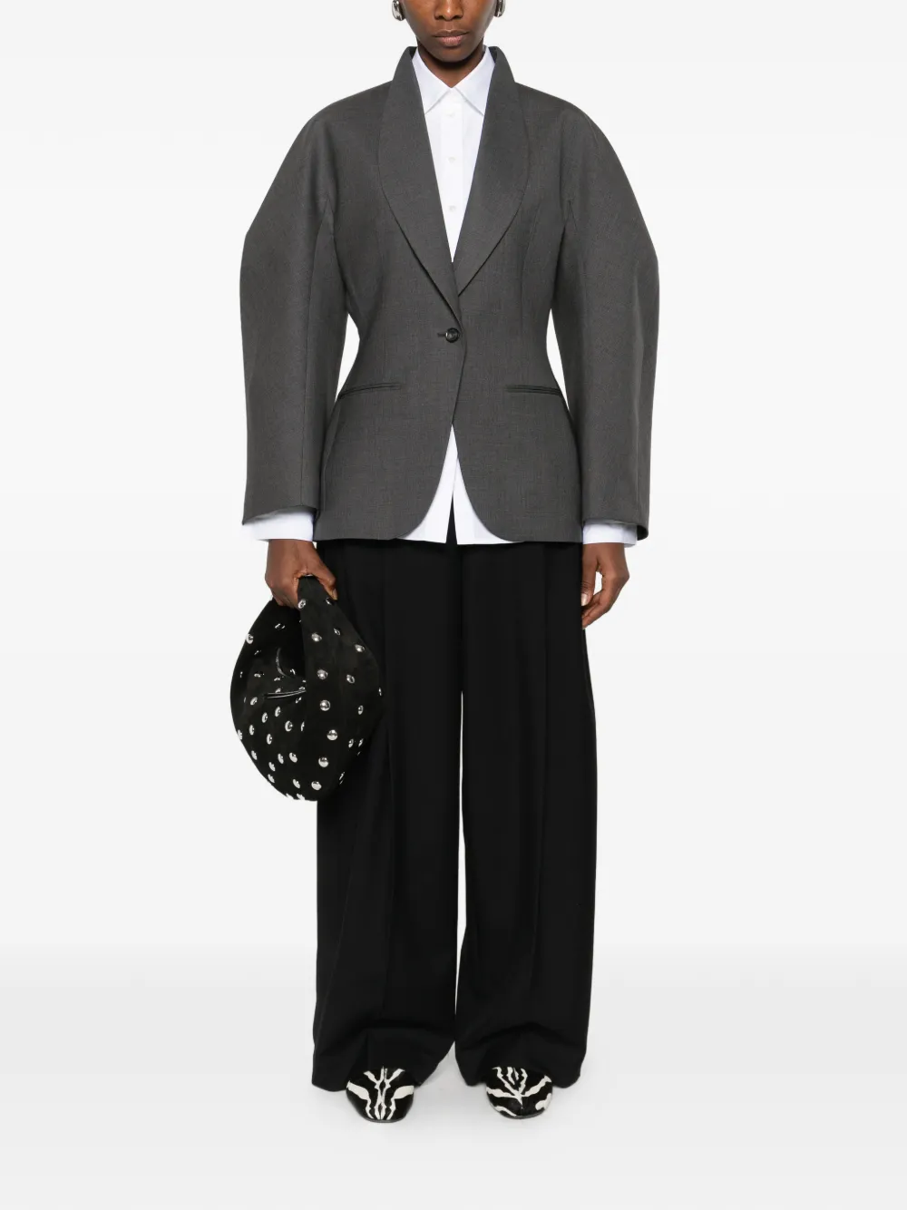 Sacou Rohe Shawl-Collar Blazer gri - imagine 4
