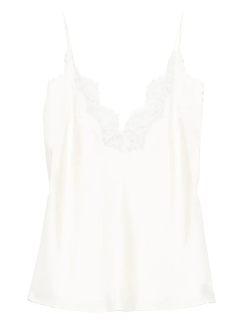 Top Rohe Lace-Detail V-neck bej