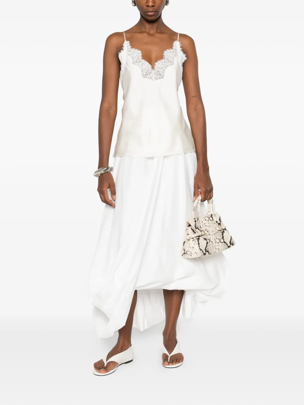 Top Rohe Lace-Detail V-neck bej - imagine 4