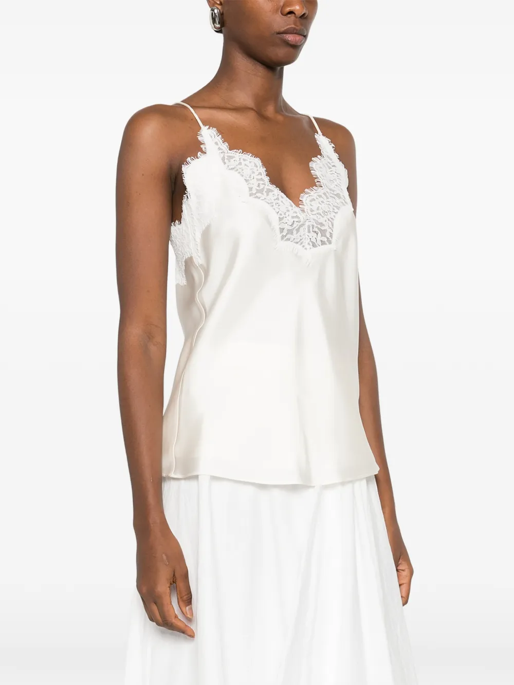 Top Rohe Lace-Detail V-neck bej - imagine 3