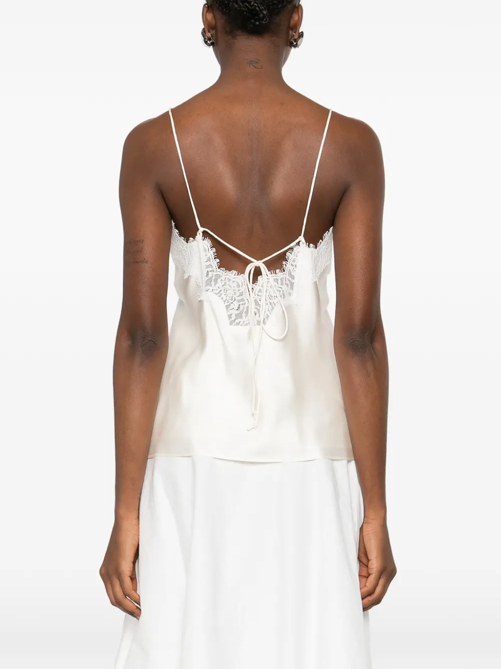 Top Rohe Lace-Detail V-neck bej - imagine 2