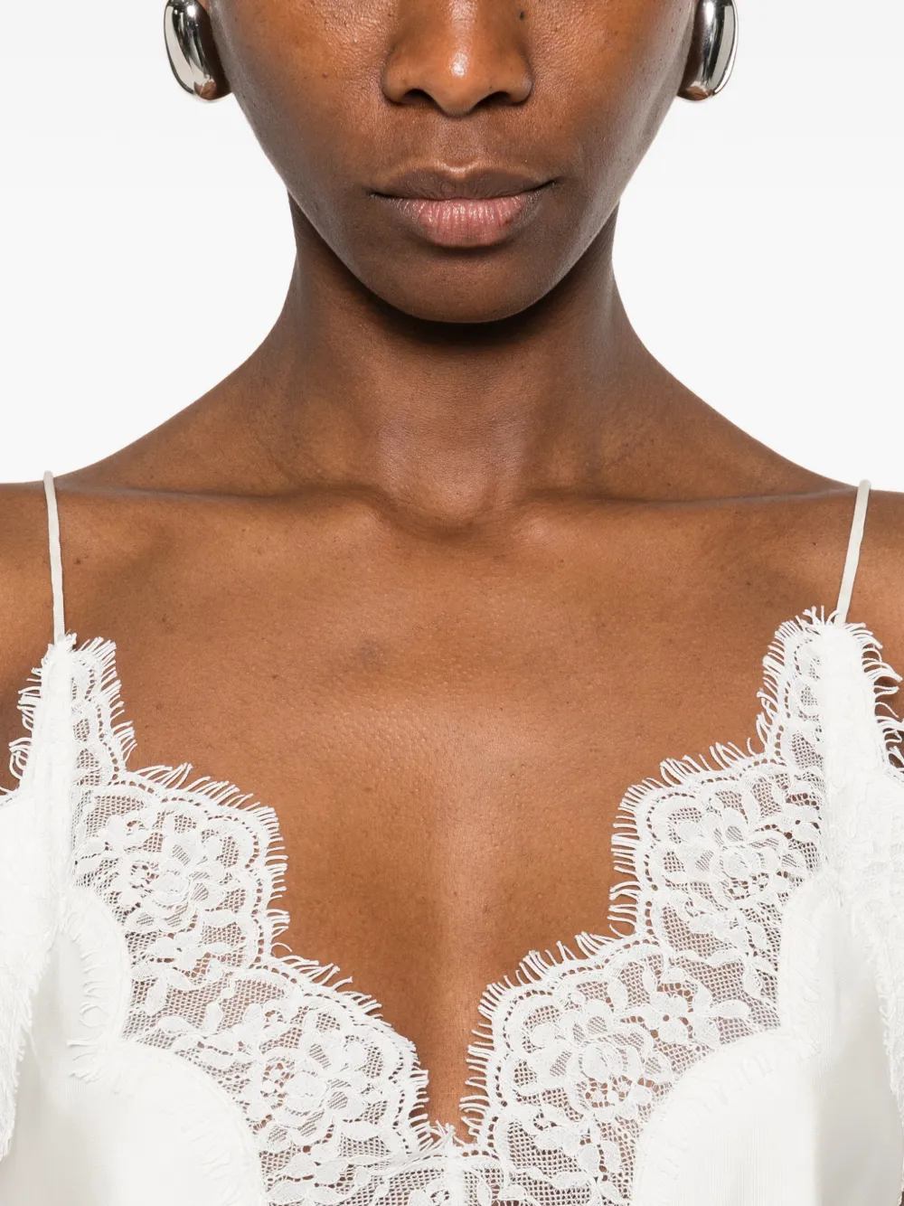 Top Rohe Lace-Detail V-neck bej - imagine 5