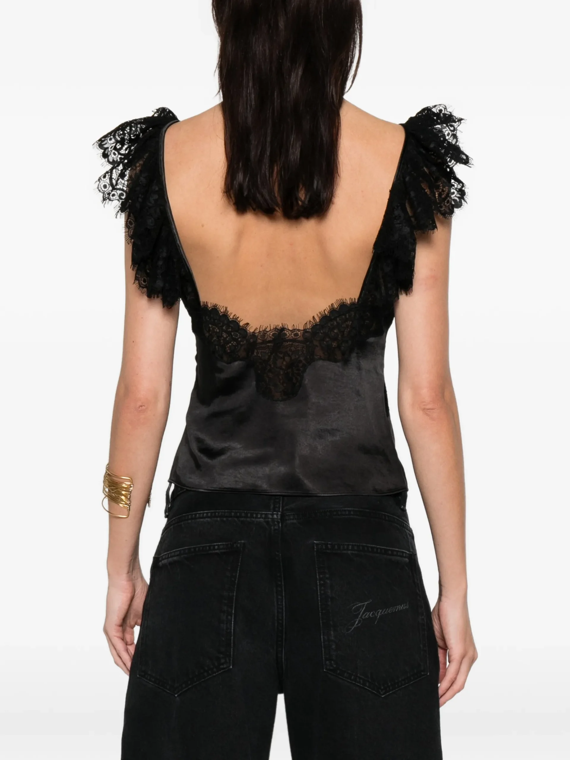 Top Self-Portrait Lace Button negru - imagine 4