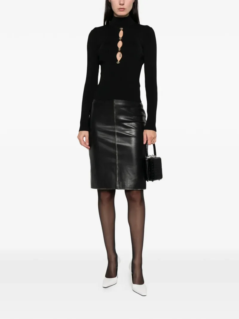 Alternative view of Top Self-Portrait long-sleeve ribbed-knit negru