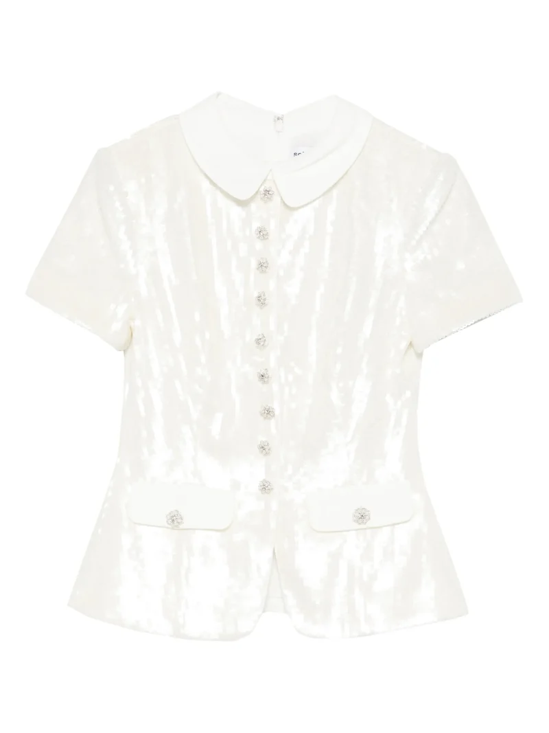 Top Self-Portrait sequin-embellished alb