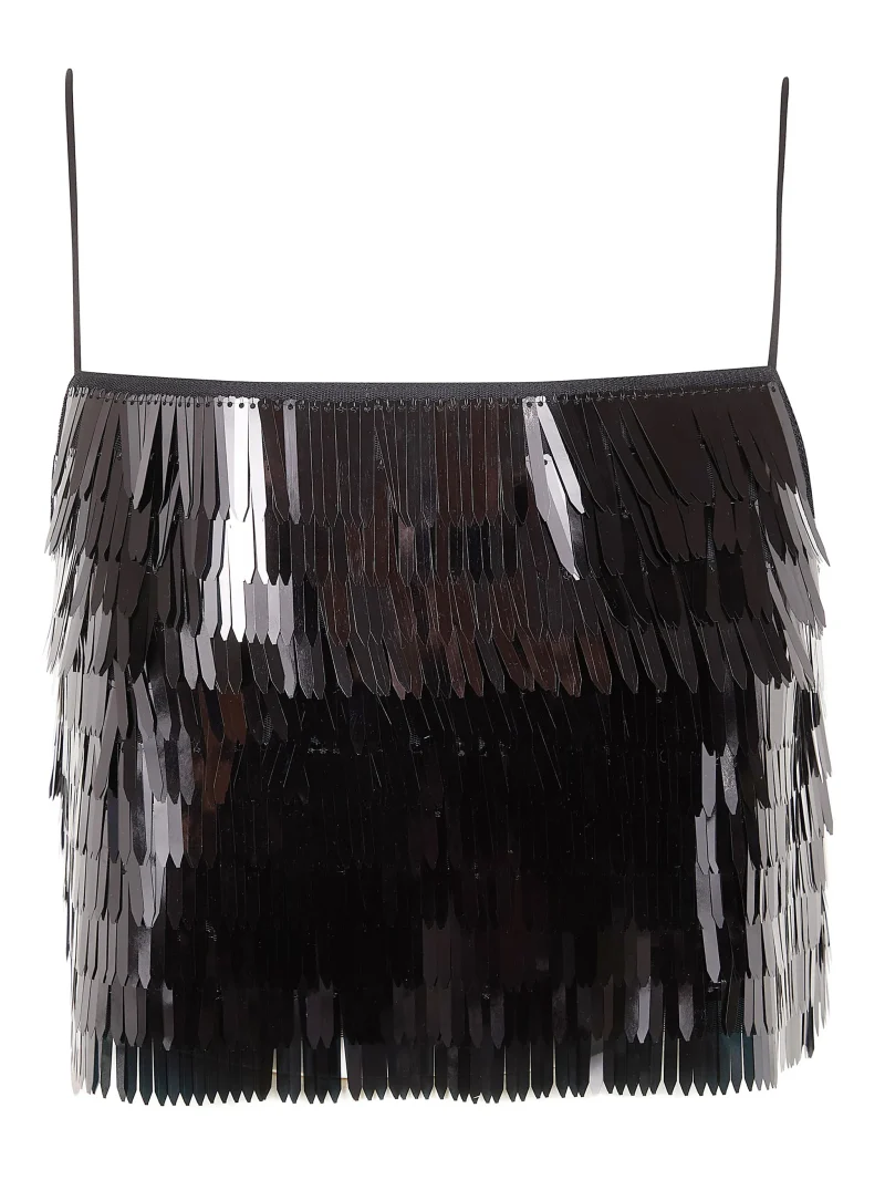Top Self-Portrait sequin-embellished negru