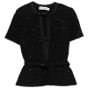 Top Self-Portrait sequinned short-sleeve negru
