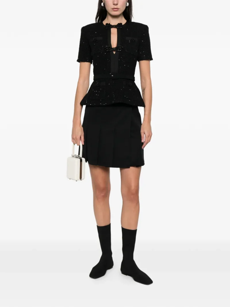 Alternative view of Top Self-Portrait sequinned short-sleeve negru