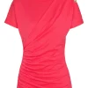 Tricou Balmain draped-detail button roz