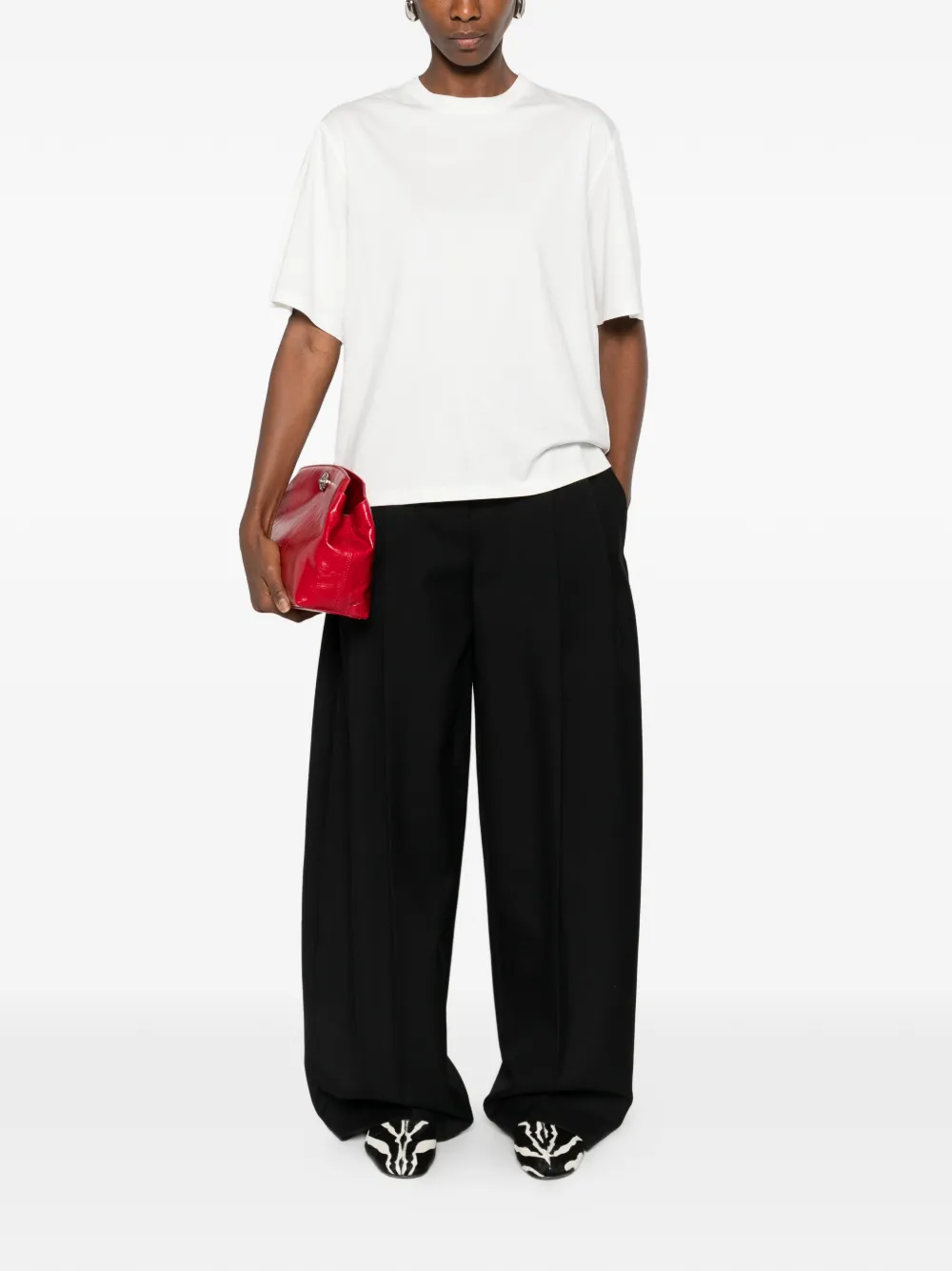 Tricou Rohe Crew-Neck ecru - imagine 4