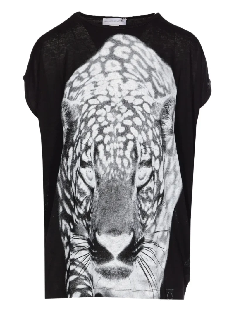 Tricou Stella McCartney Leopard-Print negru