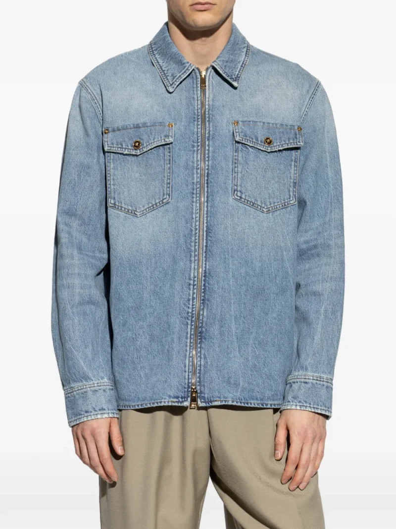 Camasa Versace Denim Zip albastru - imagine 3
