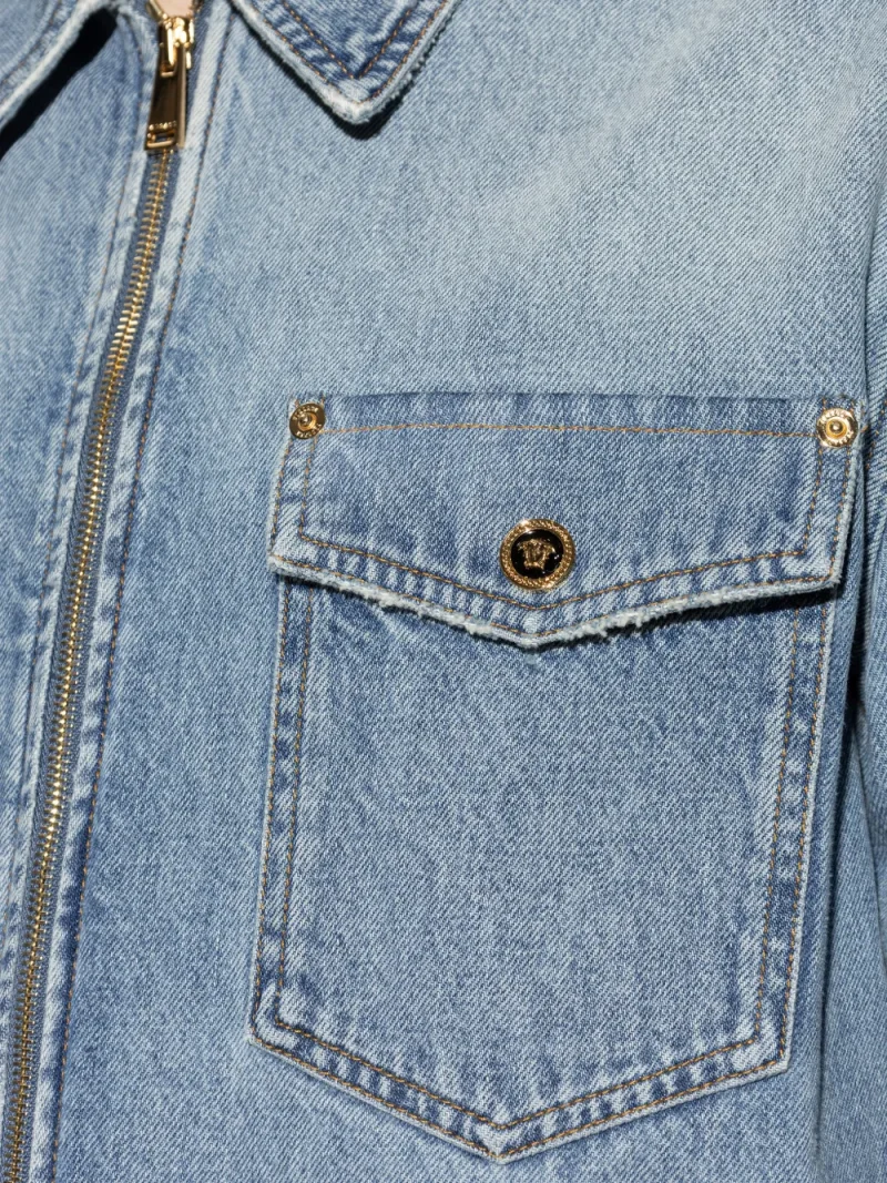 Camasa Versace Denim Zip albastru - imagine 5