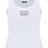 Top Versace Logo-Embroidered alb