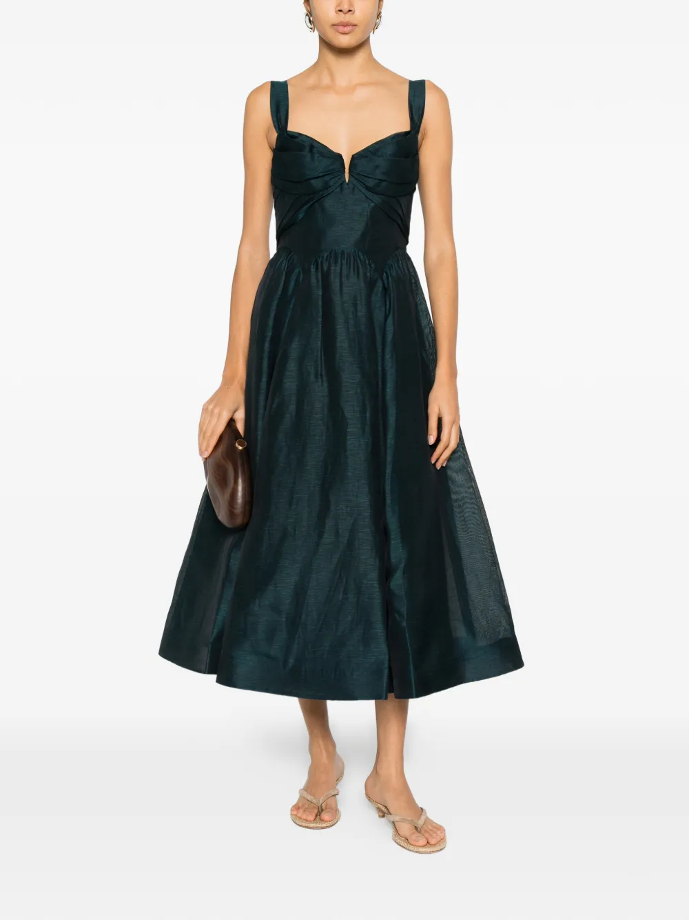 Rochie ZIMMERMANN Pleated Straps verde - imagine 4