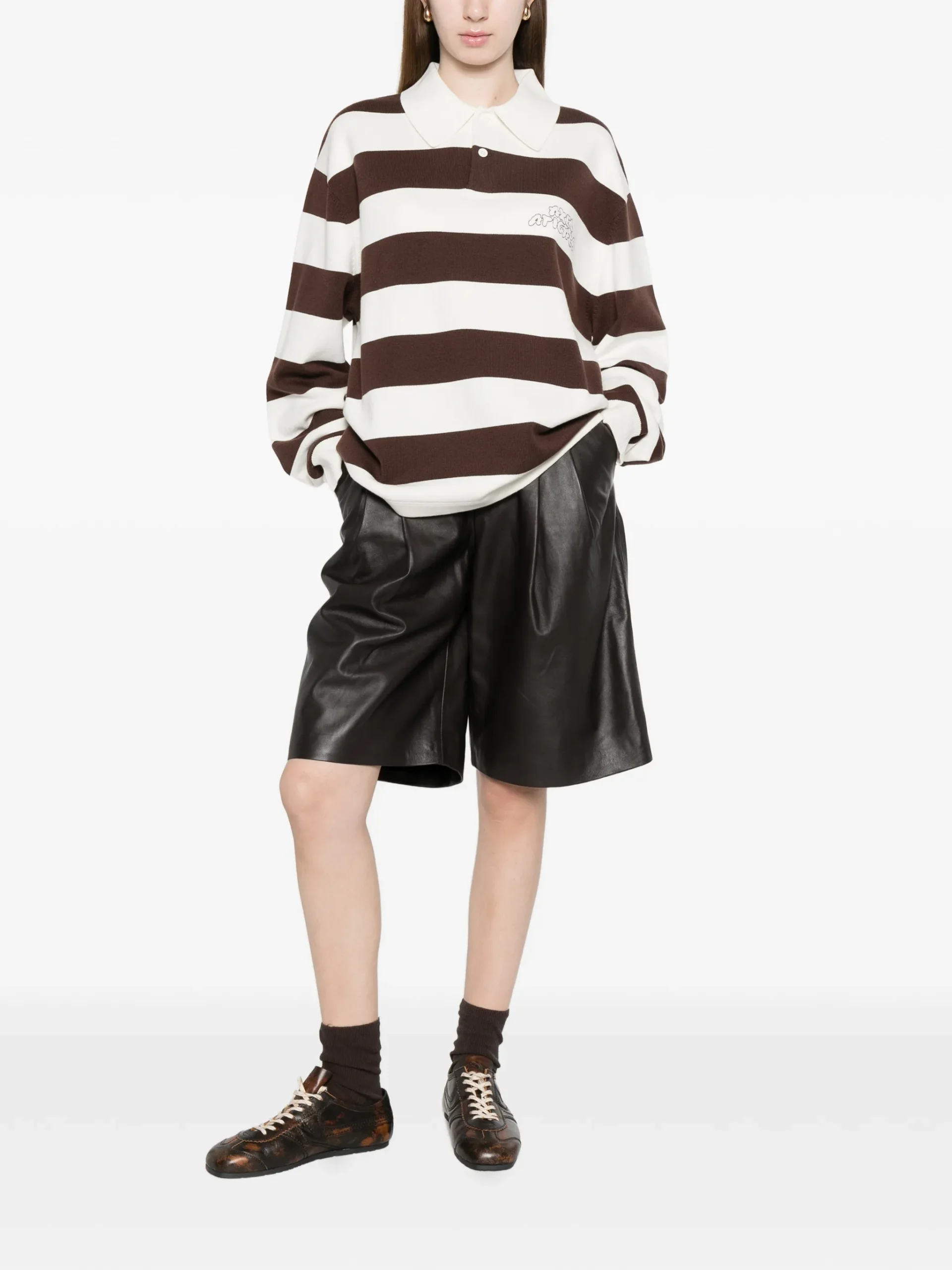 Pulover polo Axel Arigato embroidered alb/maro - imagine 2