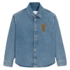 Camasa AMI Paris denim logo albastru
