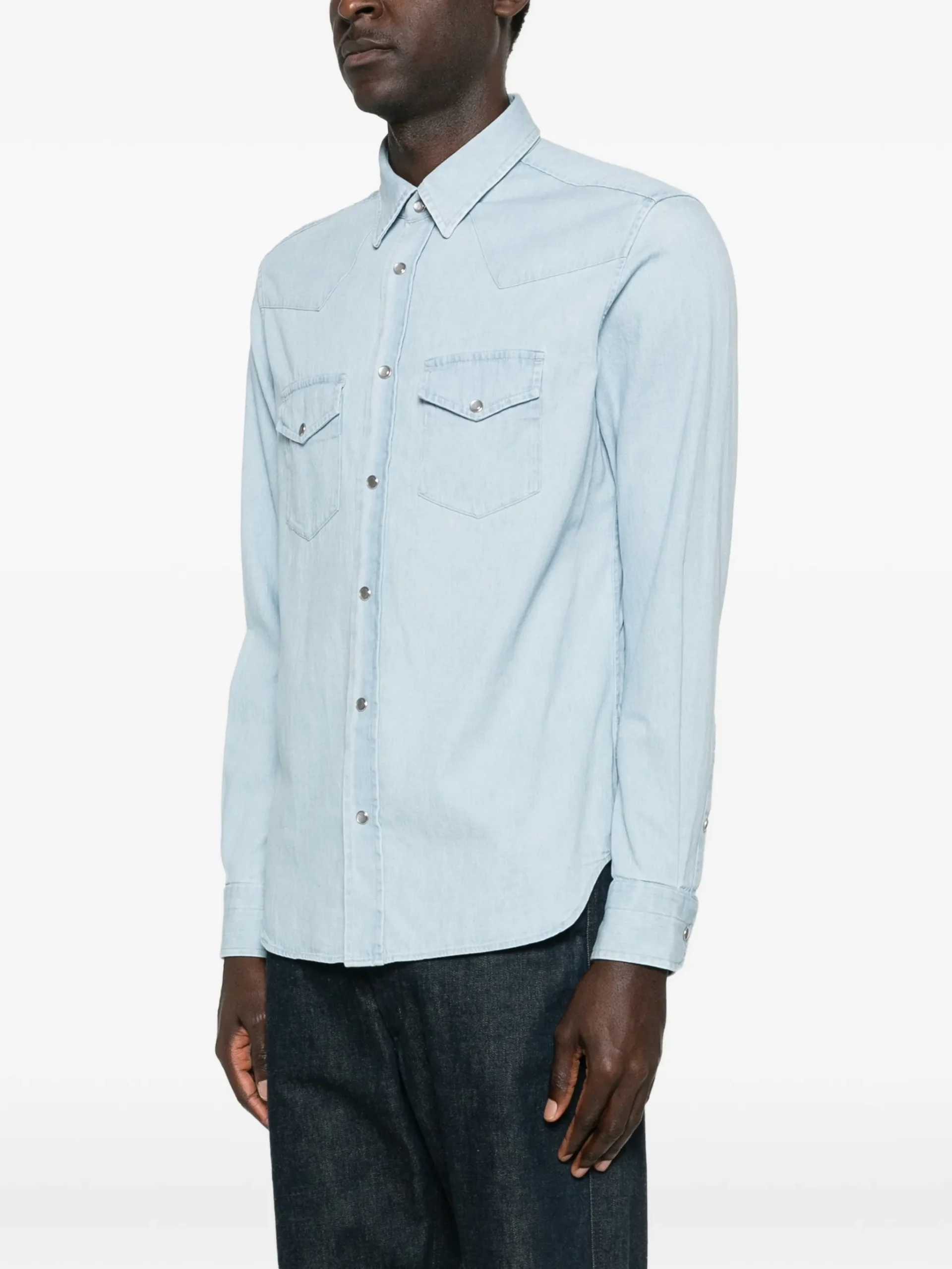 Camasa TOM FORD chest-pocket albastru - imagine 5