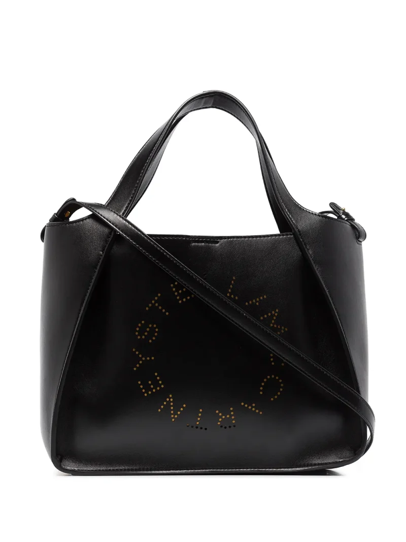Geanta Stella McCartney logo faux-leather tote negru