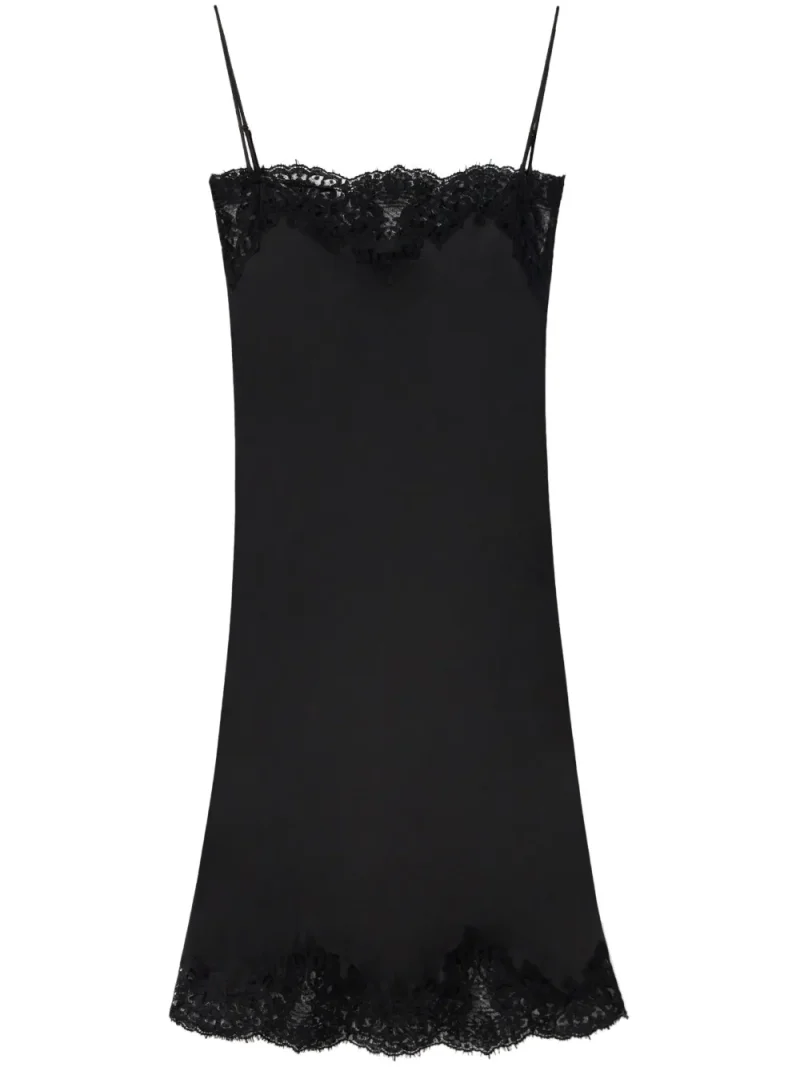 Rochie midi Stella McCartney guipere lace-trim negru