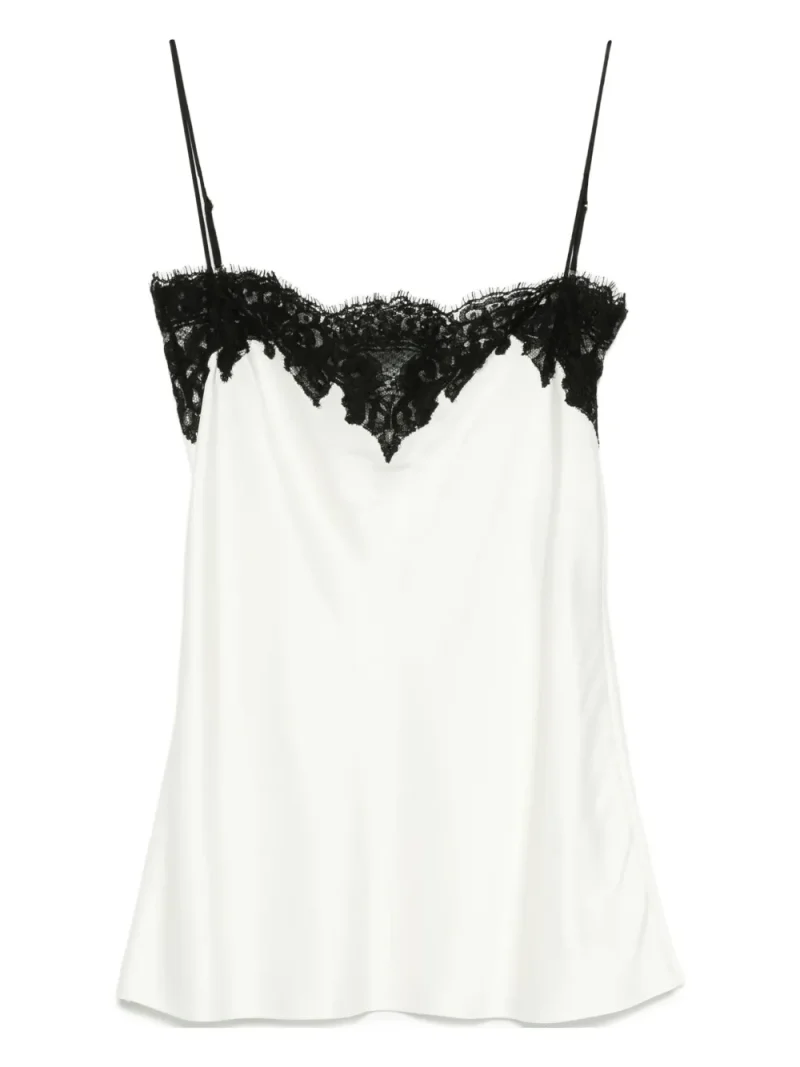 Top Stella McCartney sleeveless lace satin alb