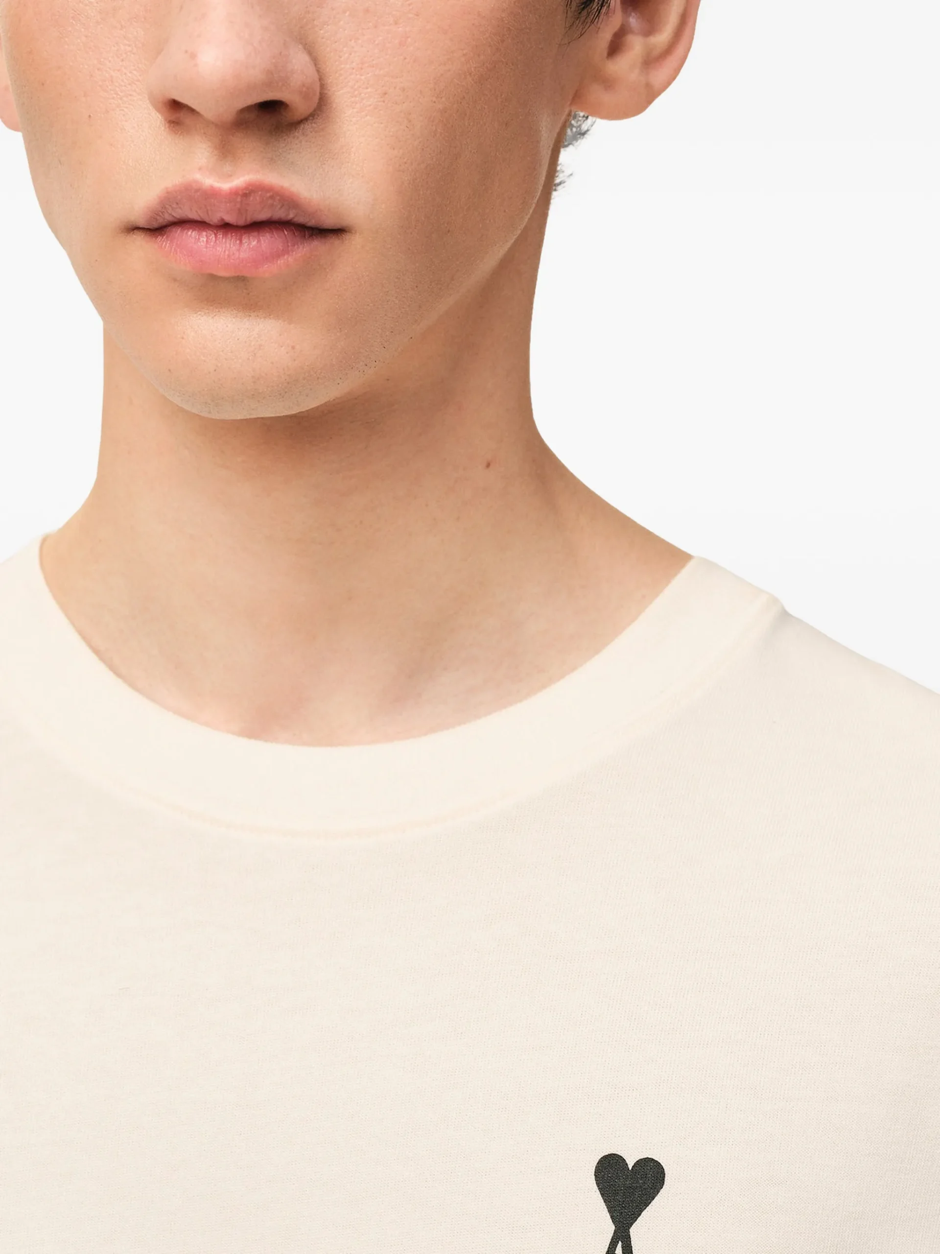 Tricou AMI Paris logo-detail crem - imagine 3