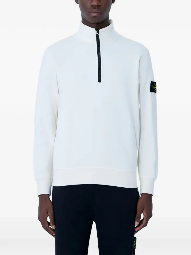 Bluza Stone Island Half-Zip Stand-Collar ecru