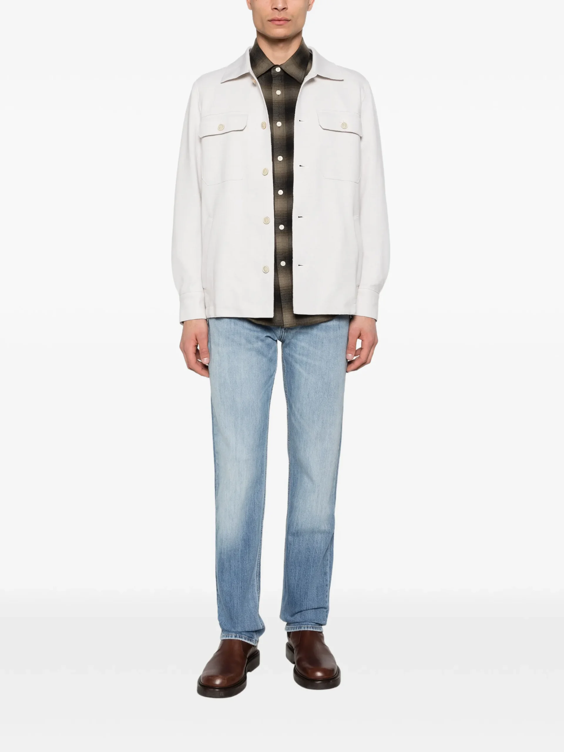 Camasa Eleventy Buttoned Shirt gri - imagine 4