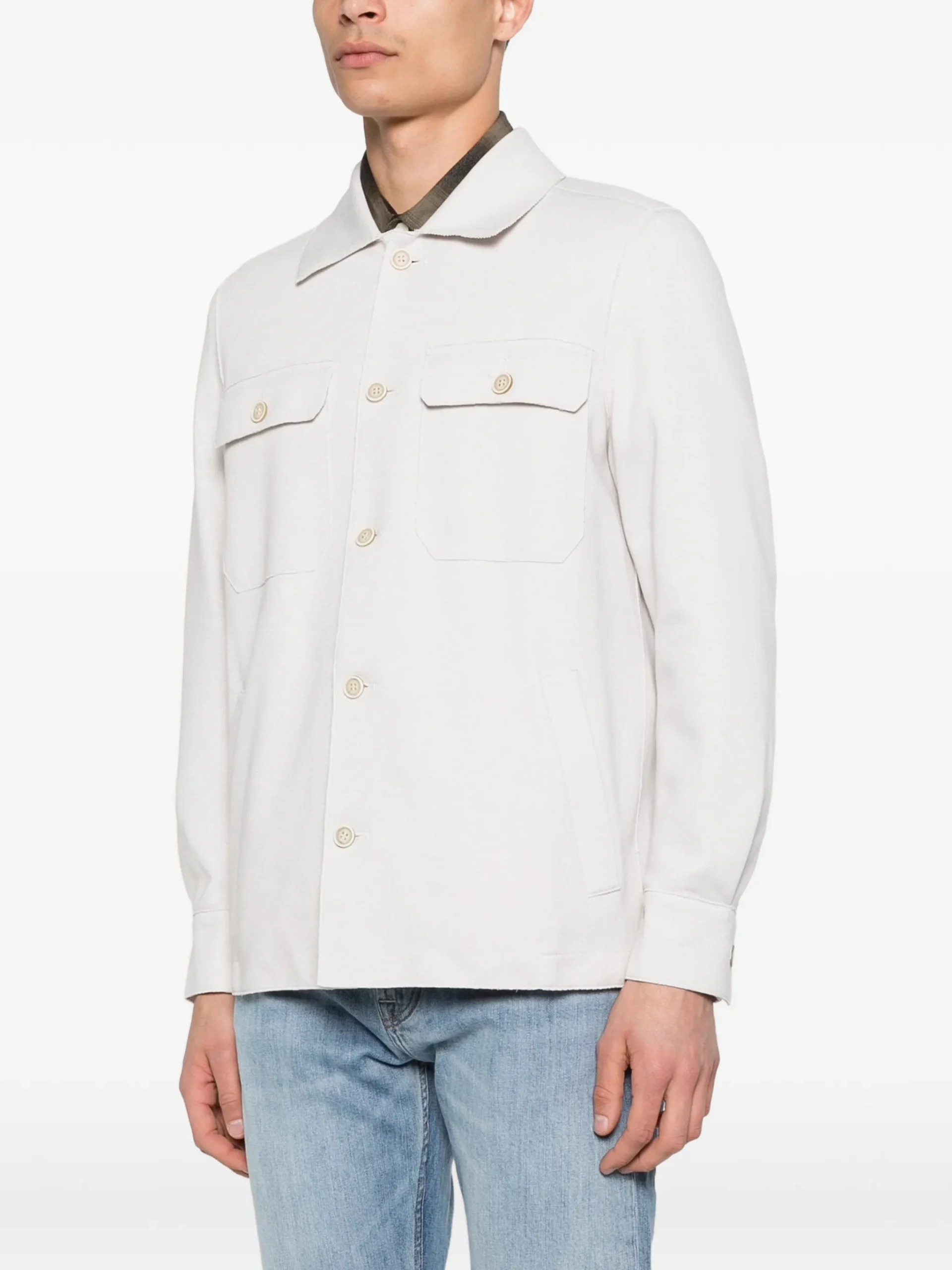 Camasa Eleventy Buttoned Shirt gri - imagine 3
