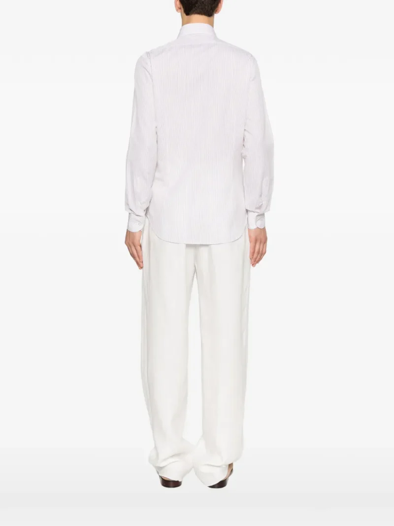 Alternative view of Camasa Eleventy Striped-Pattern Spread-Collar bej