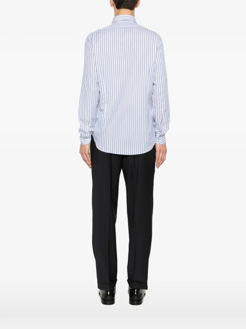 Alternative view of Camasa Eleventy Vertical-Stripe Spread-Collar alb