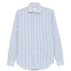 Camasa Eleventy Vertical-Stripe Spread-Collar alb