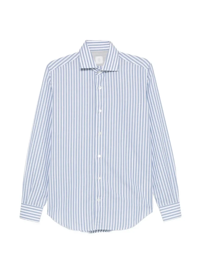 Camasa Eleventy Vertical-Stripe Spread-Collar alb