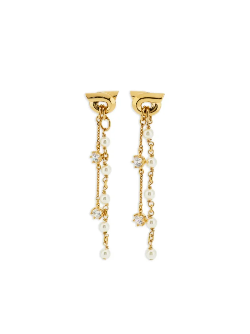 Cercei Ferragamo Gancini Crystal Pearl auriu