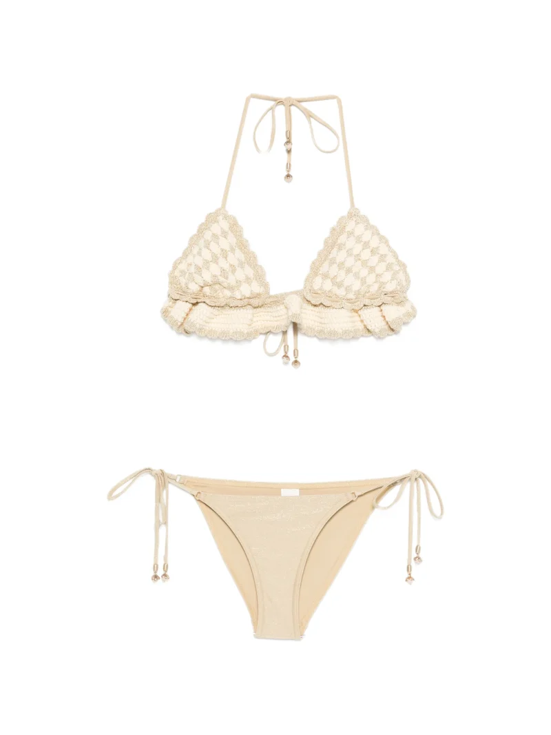 Costum de baie Zimmermann Crochet Ruffled bej