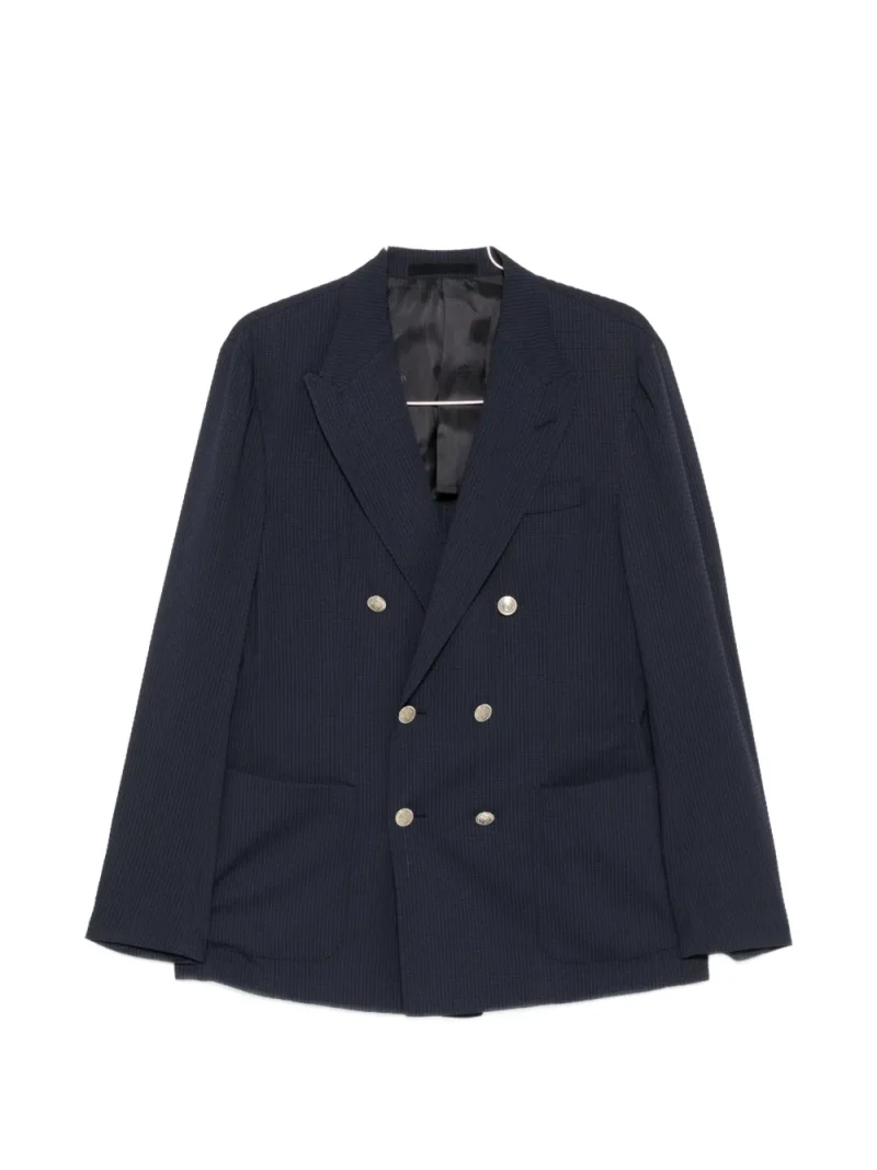 Costum Eleventy Double-Breasted Chest-Pocket bleumarin