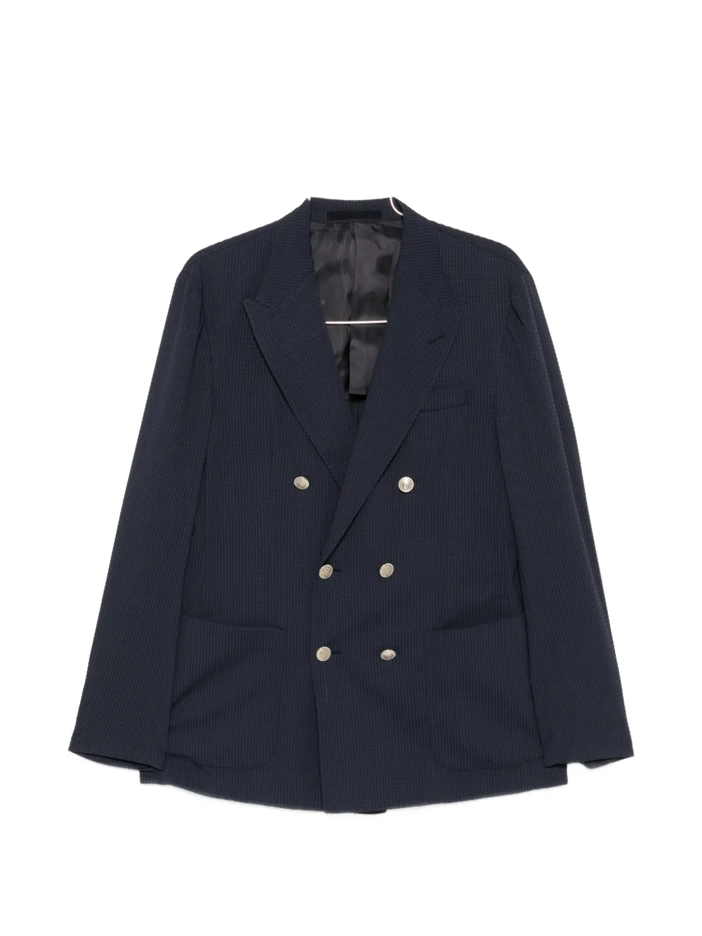 Costum Eleventy Double-Breasted Chest-Pocket bleumarin