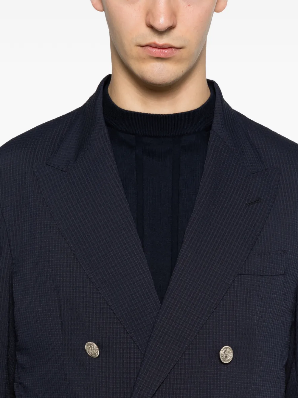 Costum Eleventy Double-Breasted Chest-Pocket bleumarin - imagine 4