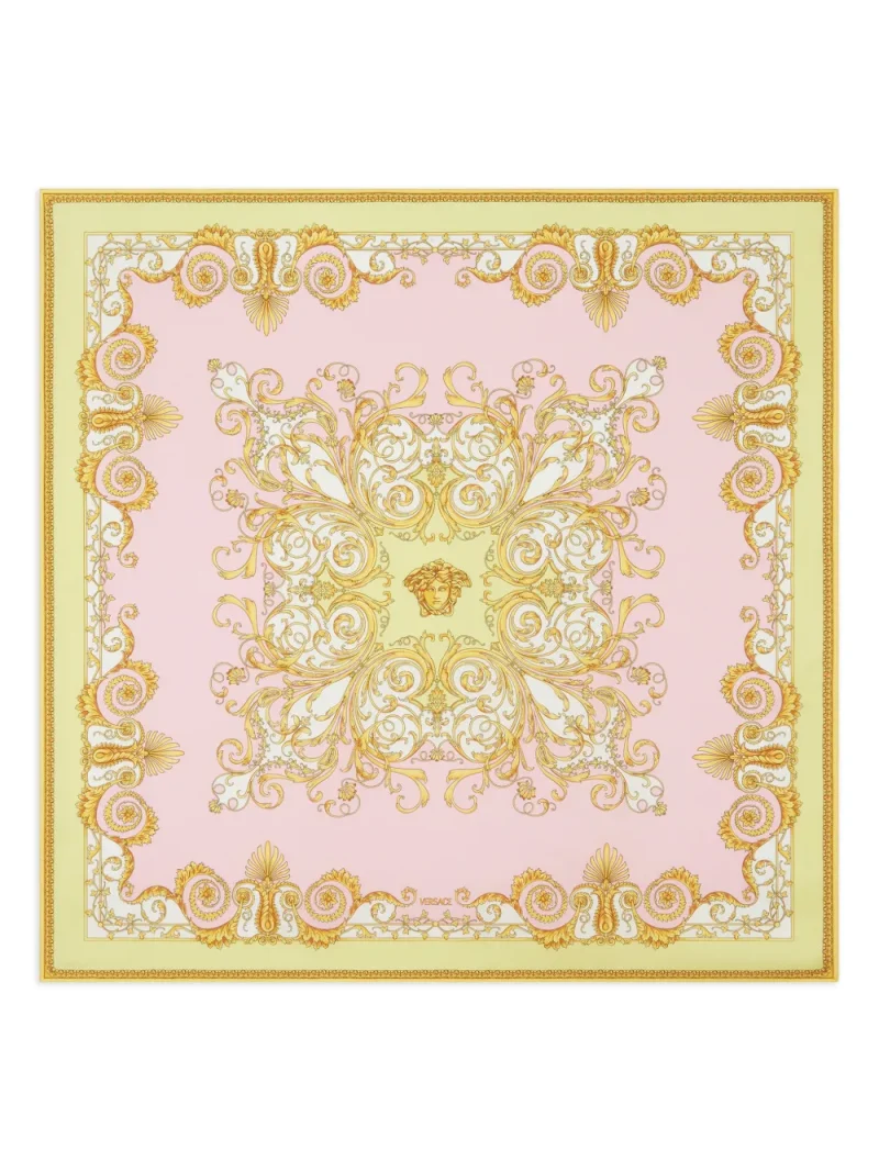 Esarfa Versace Spring Barocco Printed Silk roz