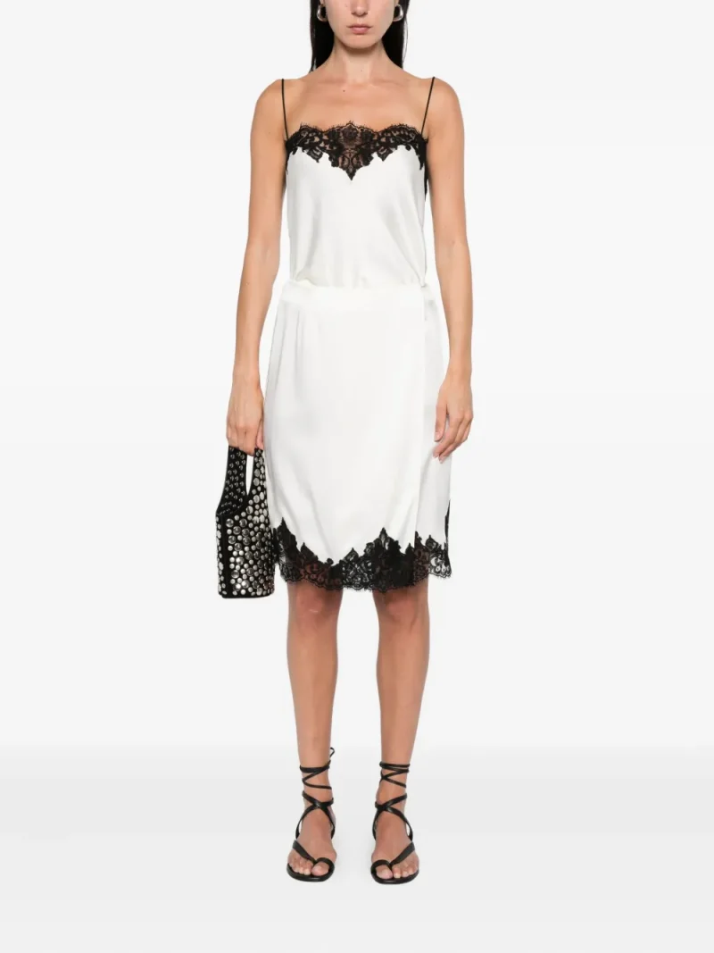 Alternative view of Fusta midi Stella McCartney lace-trim satin bej