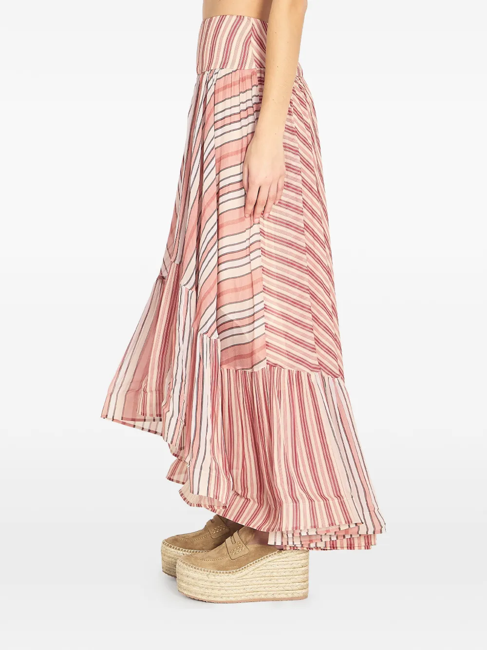 Fusta midi ZIMMERMANN Bohemien Rebellion Ruffled Striped multicolor - imagine 4