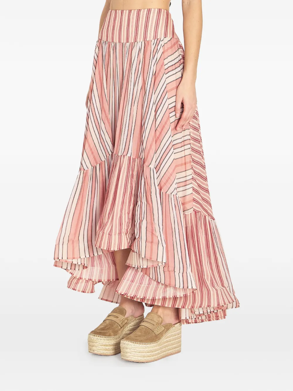 Fusta midi ZIMMERMANN Bohemien Rebellion Ruffled Striped multicolor - imagine 3