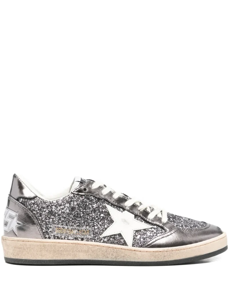 Golden Goose Ball Star glitter argintiu