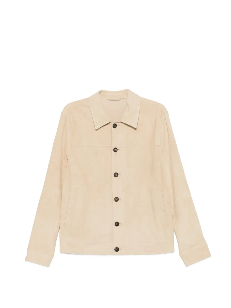 Jacheta Eleventy Buttoned Suede bej