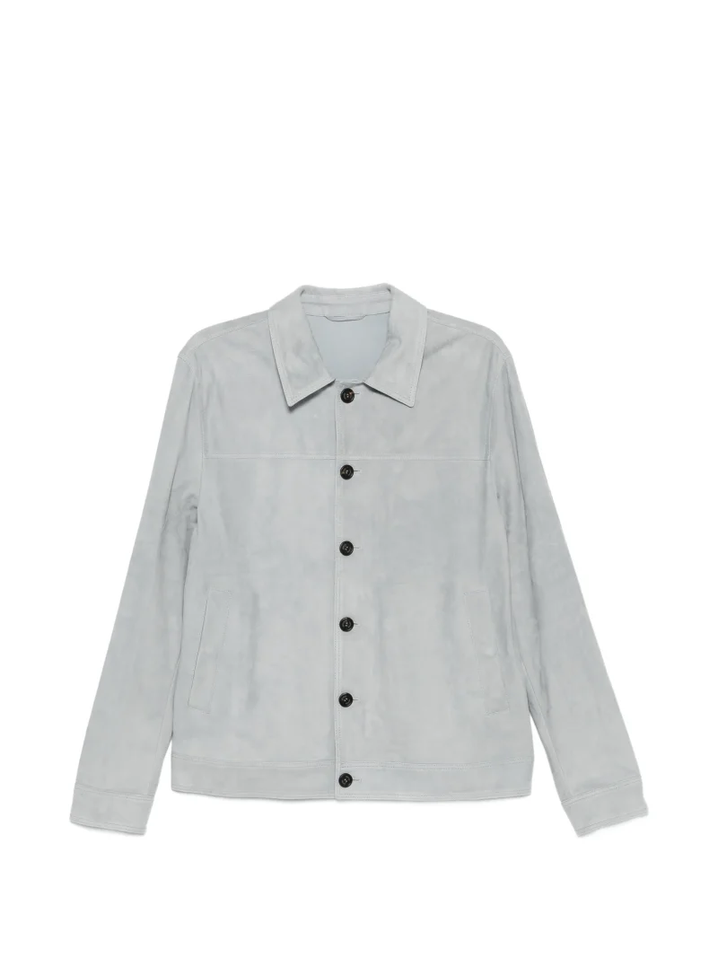 Jacheta Eleventy Buttoned Suede gri