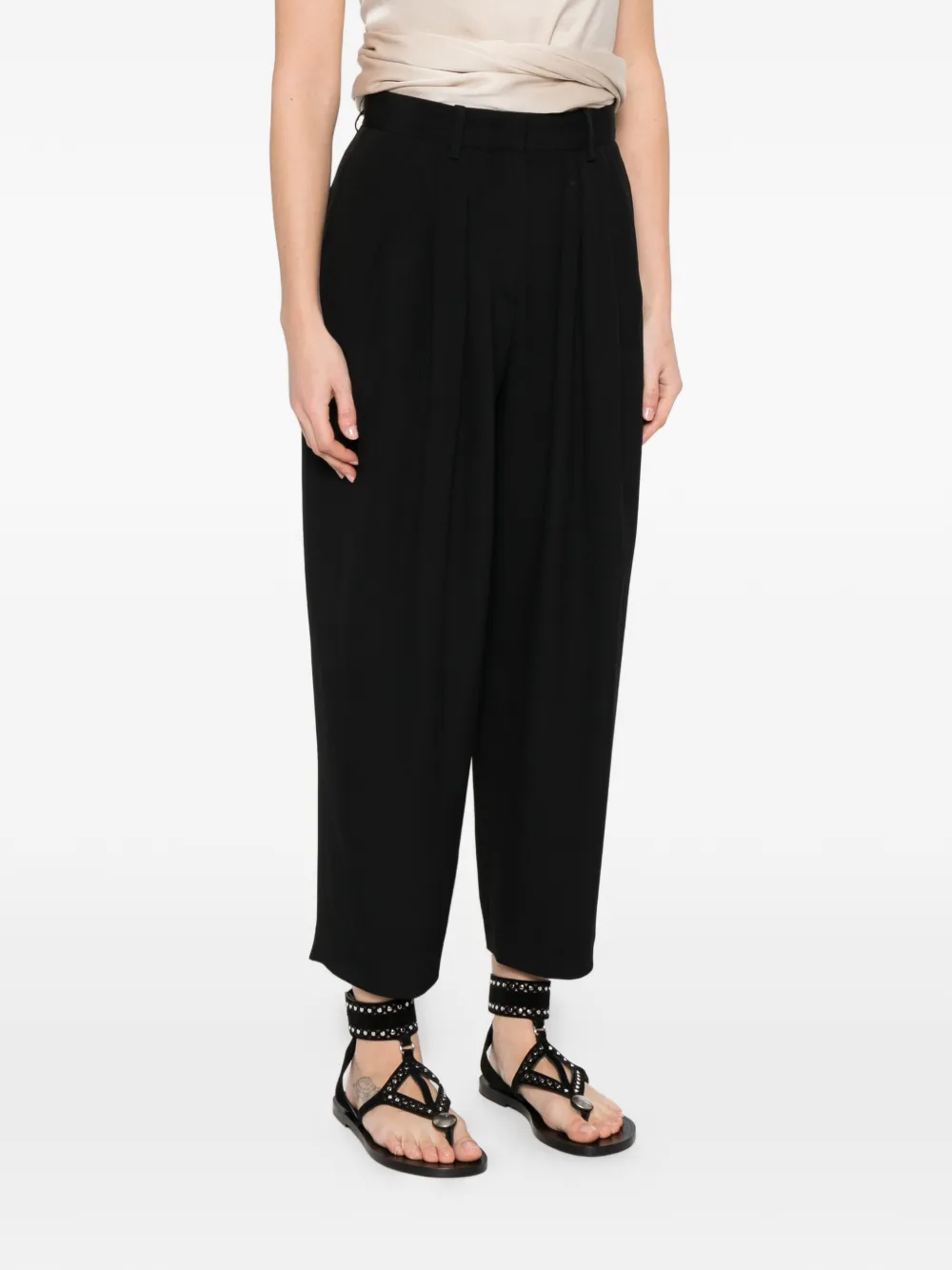 Pantaloni Isabel Marant Janice Pleated negru - imagine 3