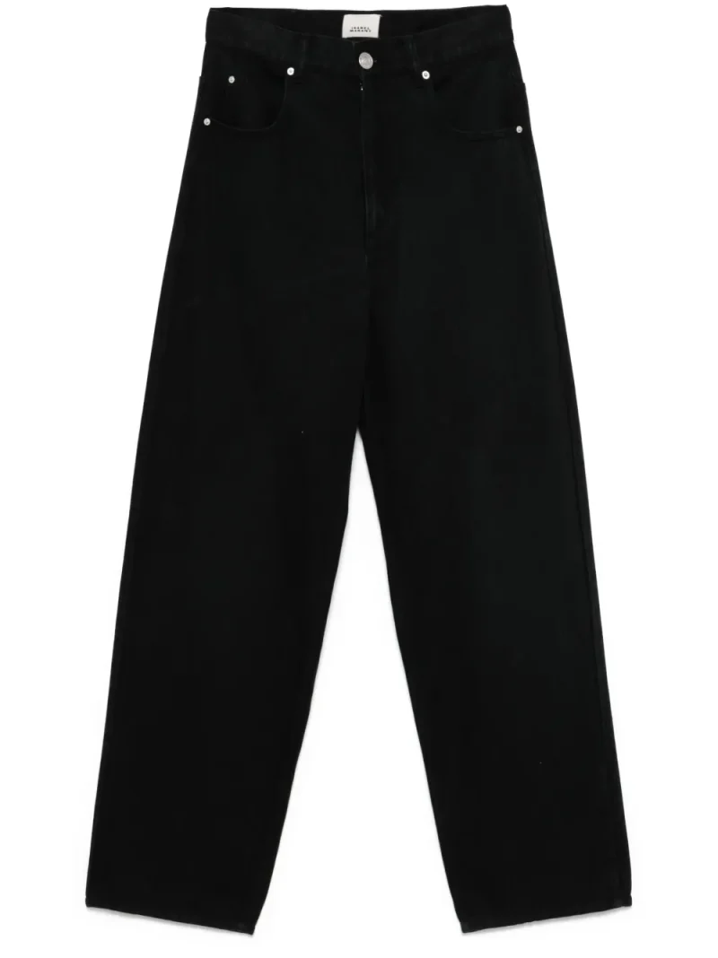Pantaloni denim Isabel Marant Jenny Straight-Leg negru