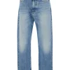 Pantaloni denim Versace Medusa Buckle Cotton Wide-Leg albastru